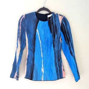 CUE | Brushstroke Plisse Long Sleeve Top